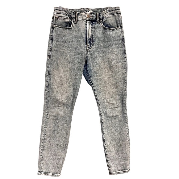 Good American Good Legs High Rise Chewed Hem Ankle Jeans Blue 837 Size 12/31 - Picture 1 of 11